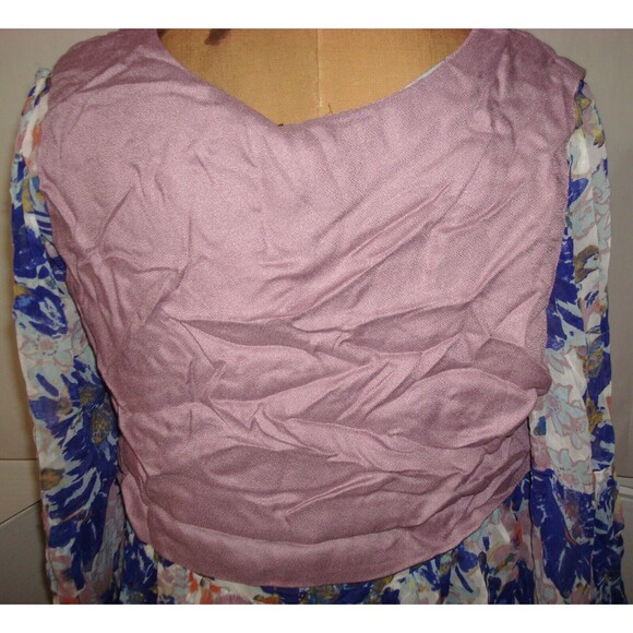 New S Womens NWT Free People Alice Vested Dress Floral Ivory Combo $148 Purple - Picture 4 of 11